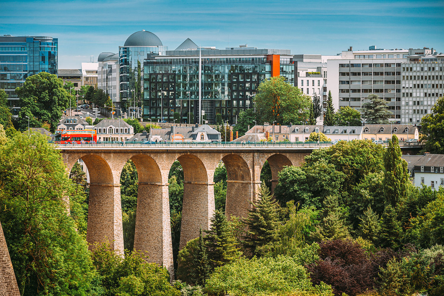 luxembourg buildingd with bridge in foreground 