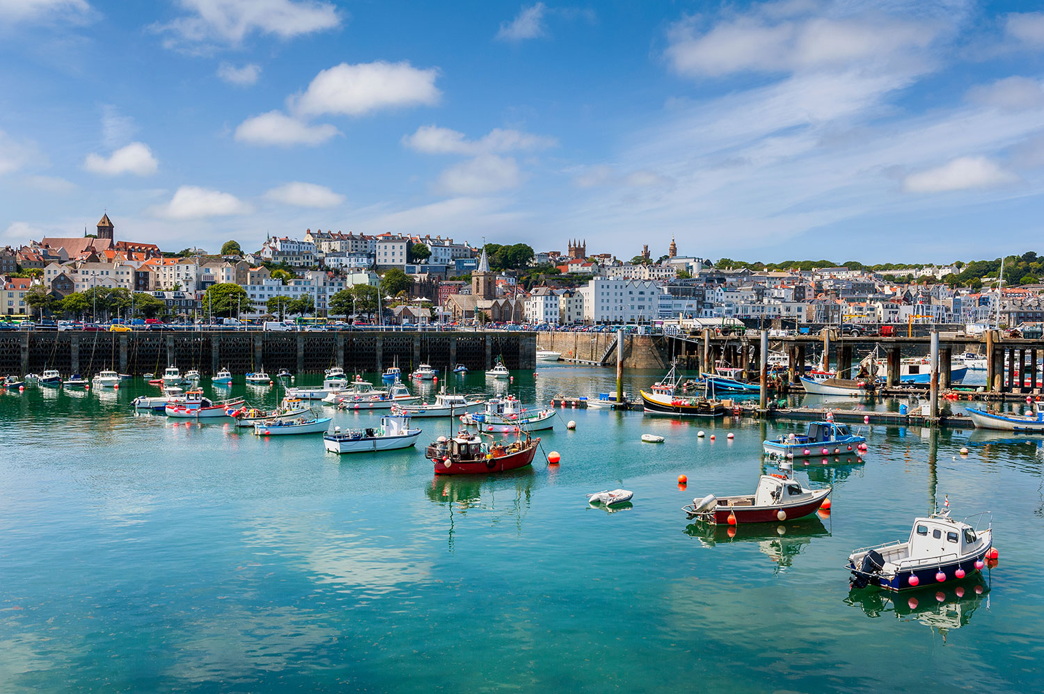 St. Peter Port harbour at high tide in Guernsey 