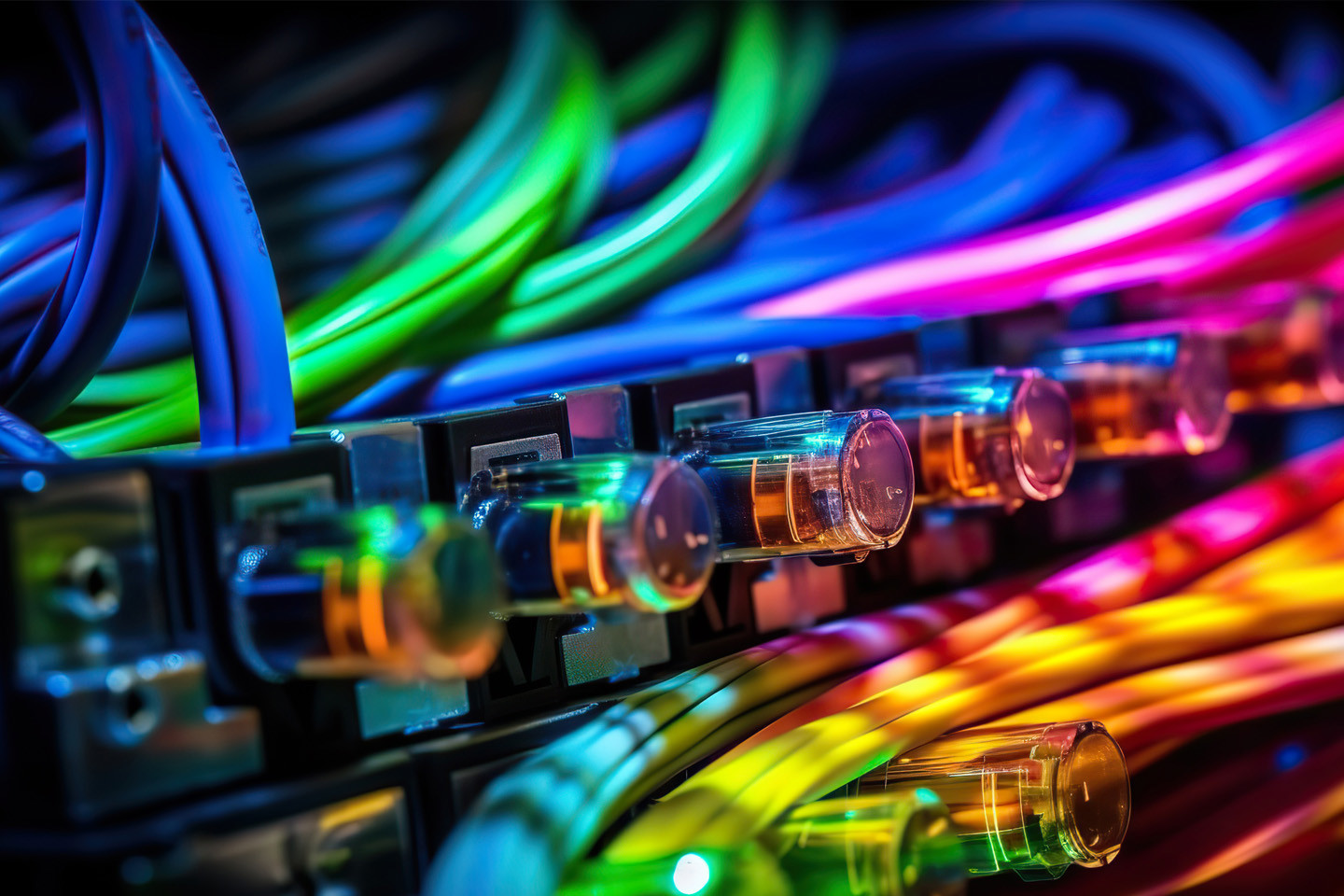 multicoloured server cables