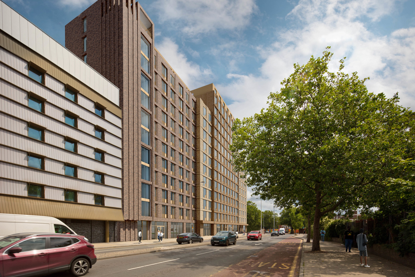 Beresford road with buildings and cars