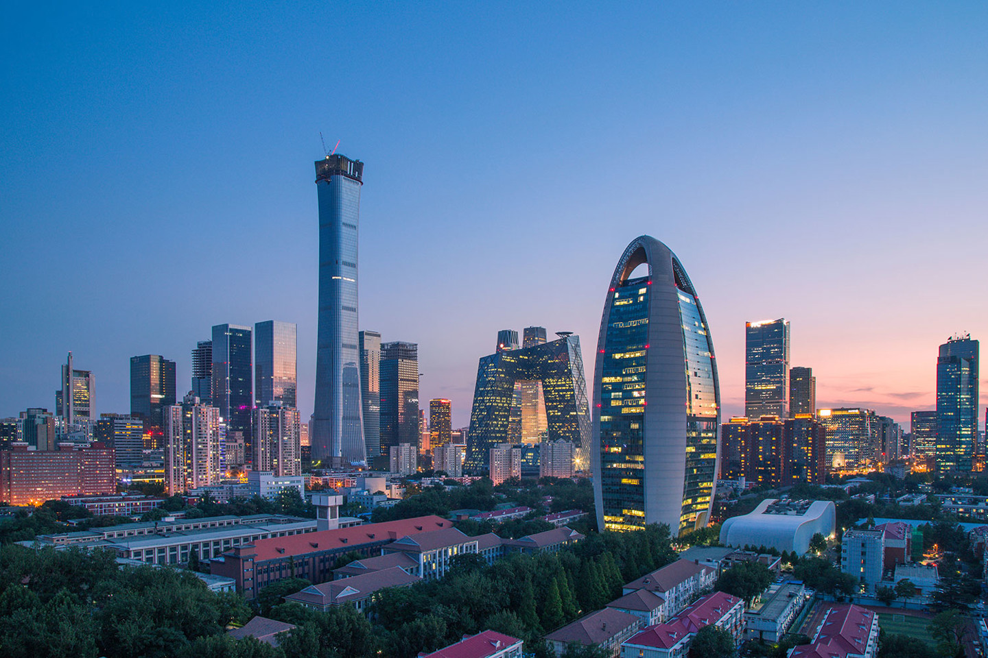 Beijing skyline at dusk 