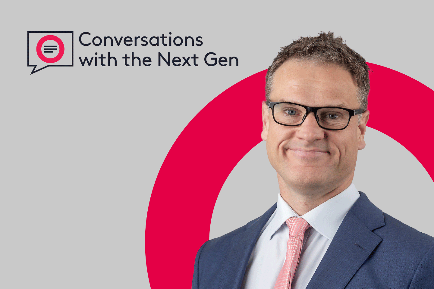 Conversations with the Next Gen featuring James Campbell with the Ogier logo behind 