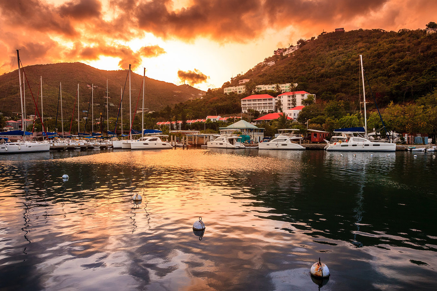 Harbour at sunrise in the British Virgin Islands